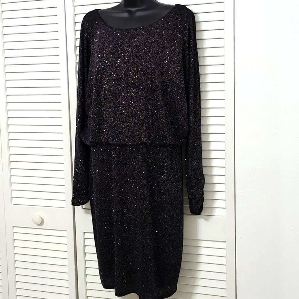 SZ 12 Jessica H Dark Sarkly Simmery Metallic Multicolored Stretch Dress